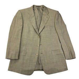 ERMENEGILDO ZEGNA for Neiman Marcus Wool Tan Plaid Men's Blazer Sport Coat US46L